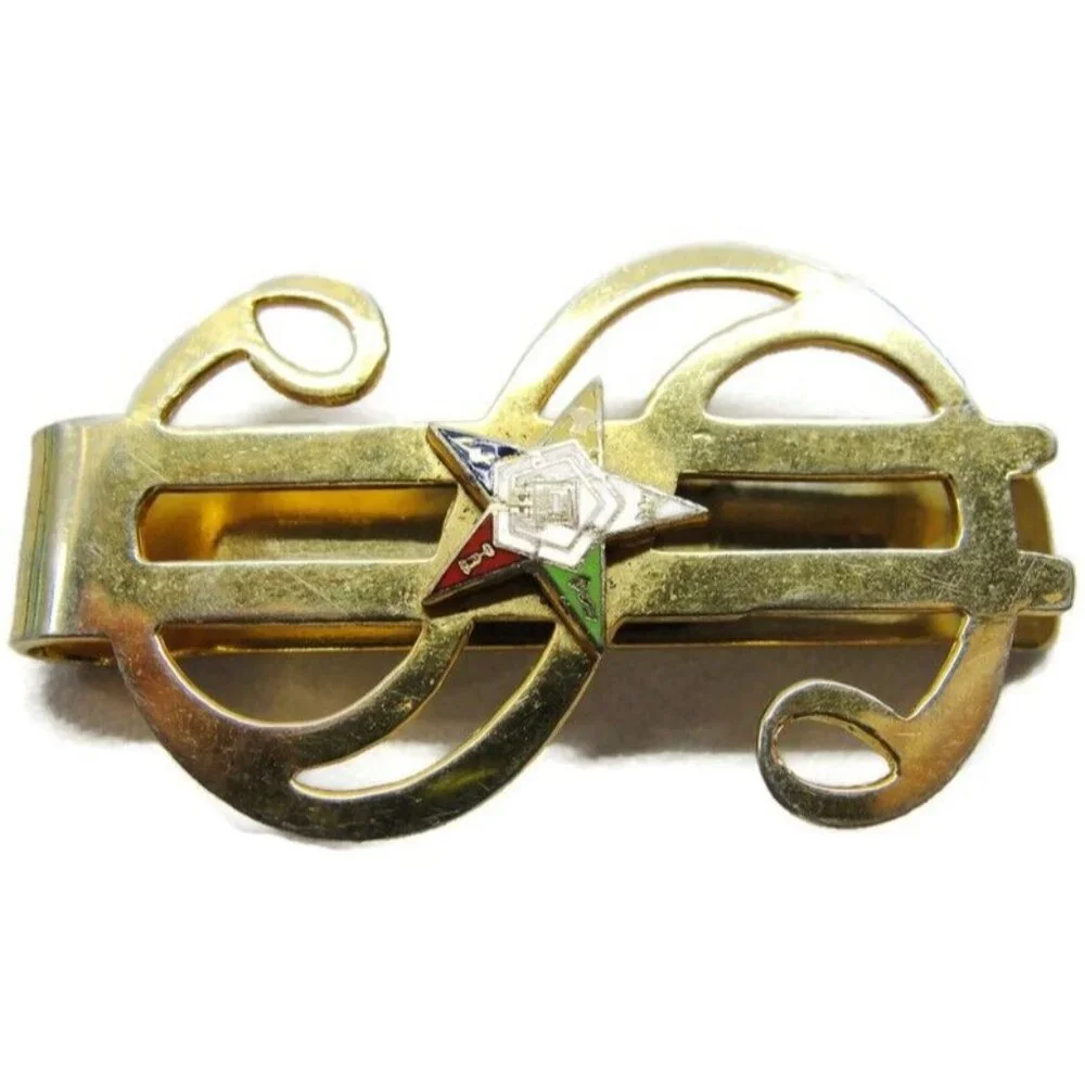 Mason Square Market Order of Eastern Star Dollar $ Sign Gold Tone Money Clip